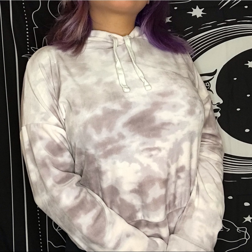 🤍Marble cropped hoodie